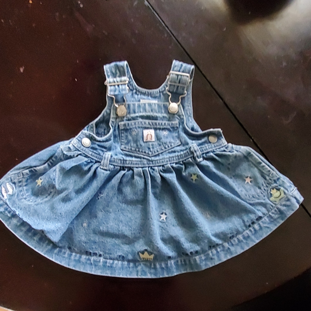 Gap baby, Vintage denim embroidered overall dress